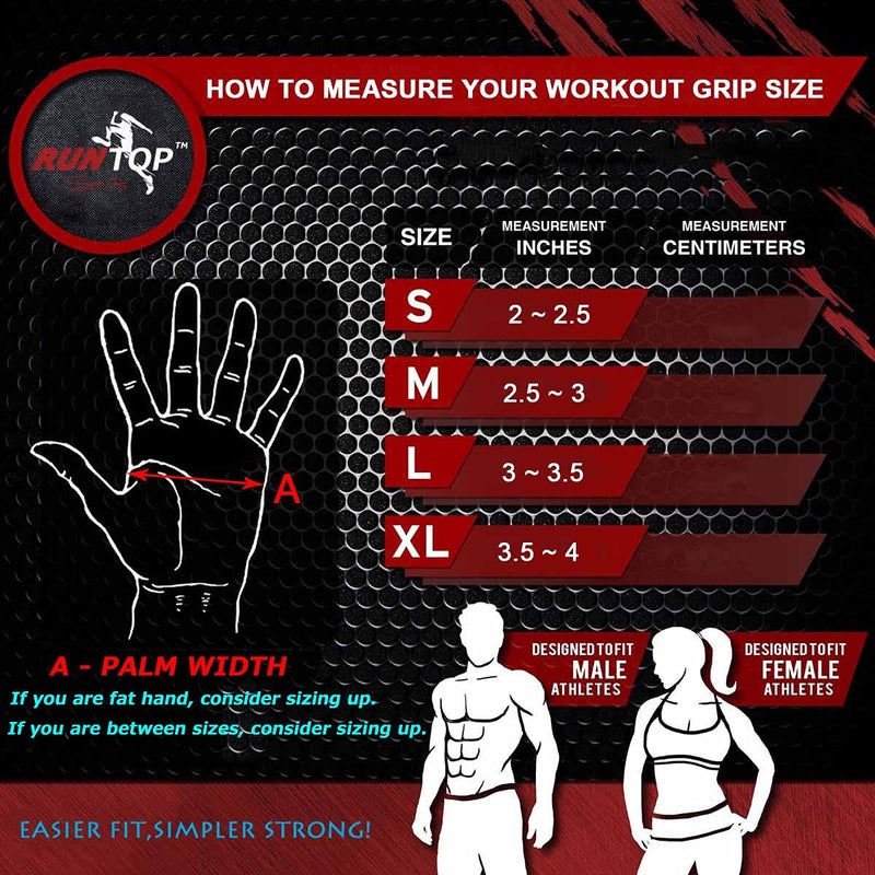 RUNTOP Workout Gloves Weight Lifting Grips with Silicon Padding Exercise Gloves Perfect for Women Men Cross Training WODS Weightlifting Bodybuilding Powerlifting Gym Fitness (Black, S) - Image 5